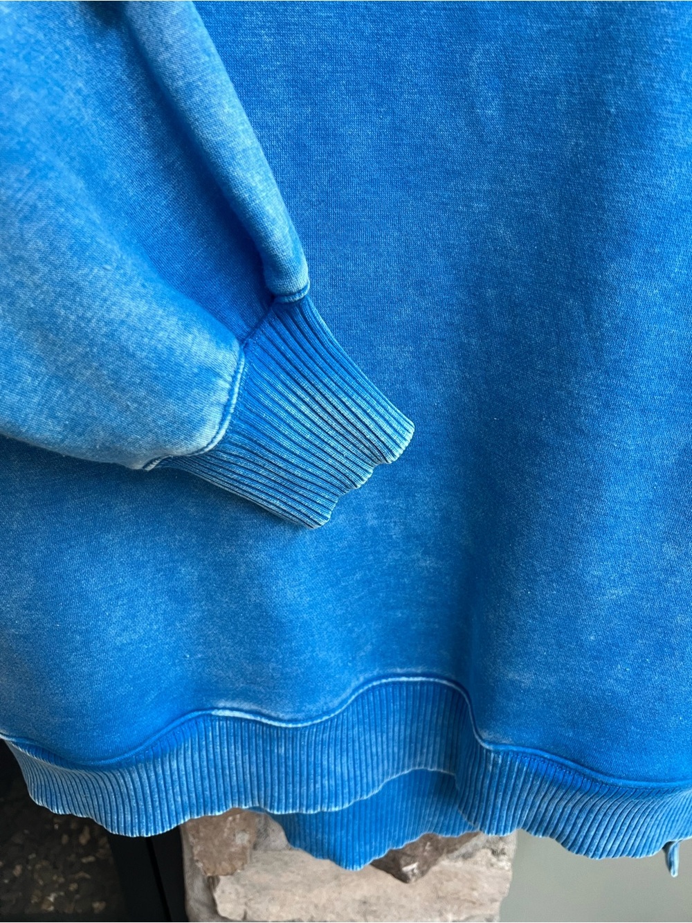 Zenana Ocean Blue Oversized fleece super soft acid wash Sweatshirt - Picture 5 of 11
